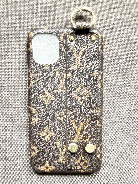 None Other - Monogram Brown Leather Phone Case with Strap & Ring 11 Pro Max New in Box